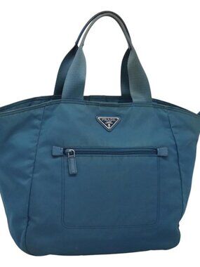 PRADA Hand Bag Nylon Blue Auth MY446